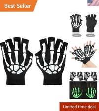 Large Fingerless Skeleton Gloves - 3 Pairs for Kids  Adults Halloween Cosplay