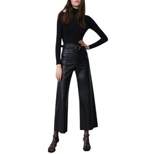 Pantalone ZARA Marine nero ecopelle gamba larga taglia 10 nuovo con etichetta