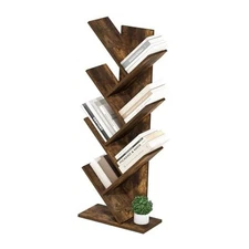  Tree Book Shelf, 7-Tier Bookshelf, Tree 7-Tier Tree Bookcase Amber Pine