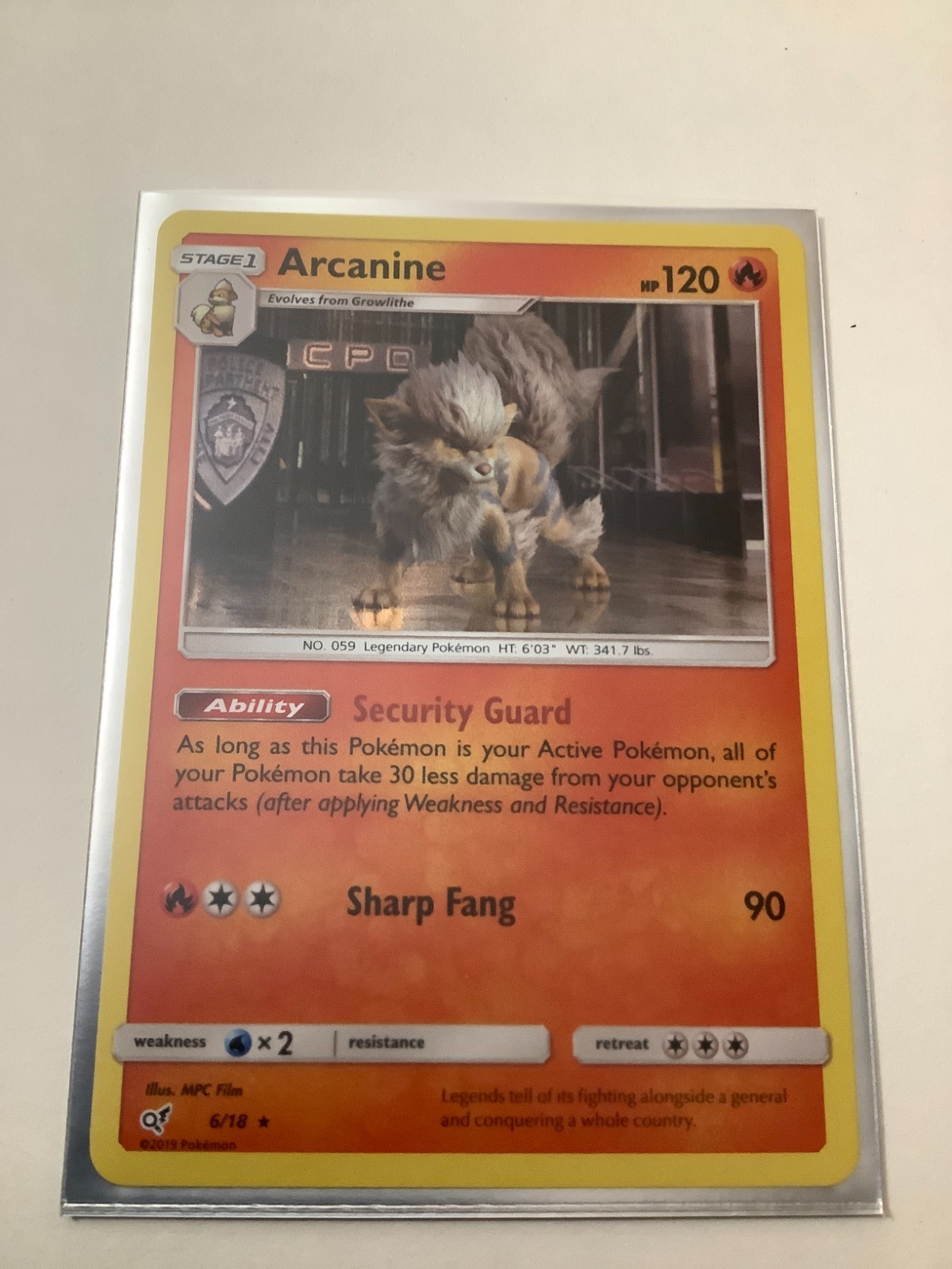 2019 Pokémon Detective Pikachu 6/18 Arcanine Holo Rare M/NM