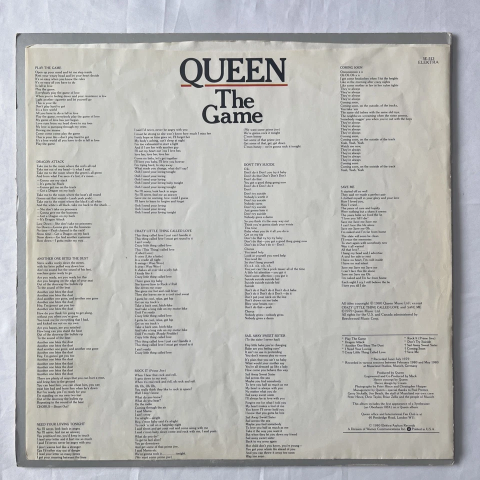 Queen – The Game 1980 Elektra 5E-513 Vinyl ROCK LP! Very nice! Foto 4 de 4