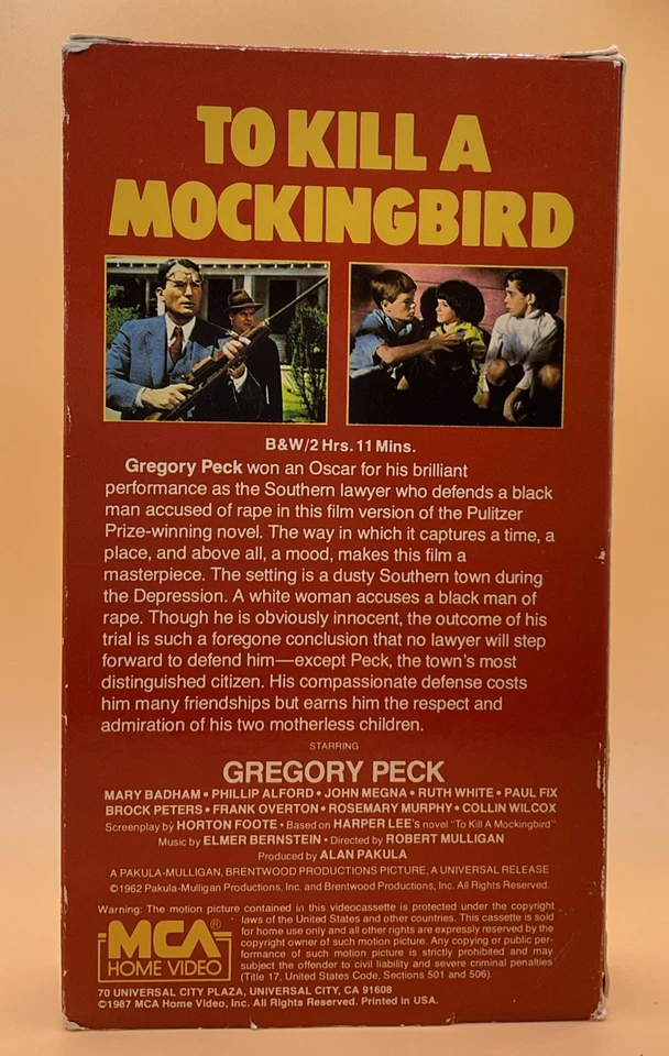 To Kill a Mockingbird VHS 1962, 1987 MCA Gregory Peck **Buy 2 Get 1 Free** - Image 2 of 3