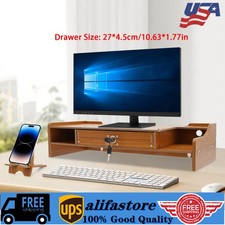 Wood Monitor Riser with Drawer Computer/Laptop/PC Stand for Desk Organizer