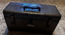 Vintage Sears  Craftsman Metal Gray Toolbox , No Tray. 18”L 9.5” Ht. 8”W