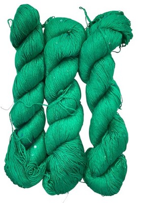 Lot 3 Silk 75% Polyester 25% Sequin Yarn 100 G Per Hank Total 300G Kelly Green