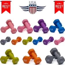 Basics Neoprene Hex Dumbbell Hand Weights Set of 2 - Workout Fitness Training*