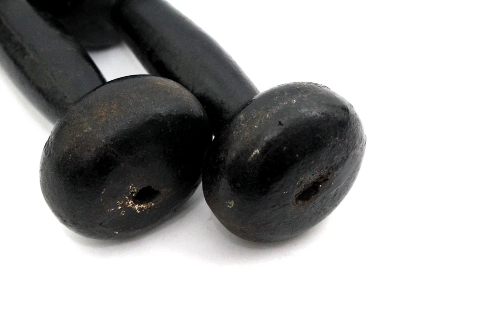 PAR de mancuernas antiguas de cabeza redonda de hierro fundido sin marca 6 lb en total Foto 3 de 4