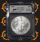 1999 American Silver Eagle ICG MS70 -Singed by Austin Hutto