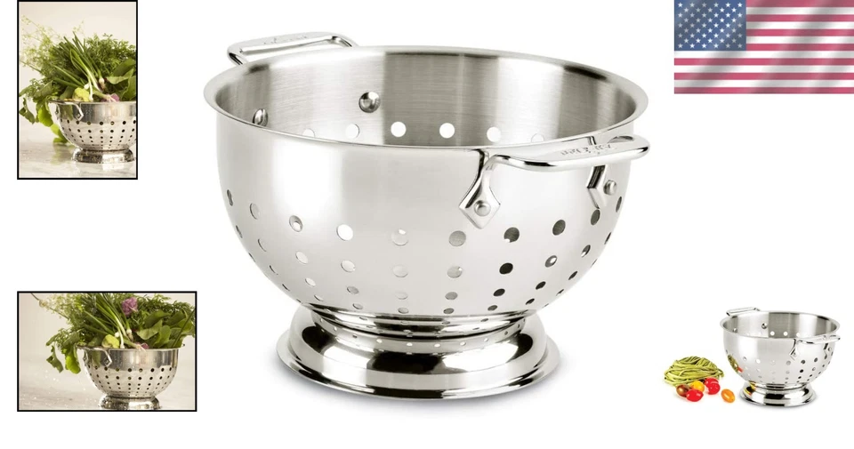 Elegant 3-Quart Stainless Steel Colander: Ultimate Pasta Strainer with Handle - Image 2 of 4