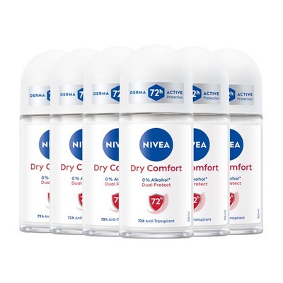 NIVEA Deodorant Dry Comfort Deo Roll-On 6 x 50ml