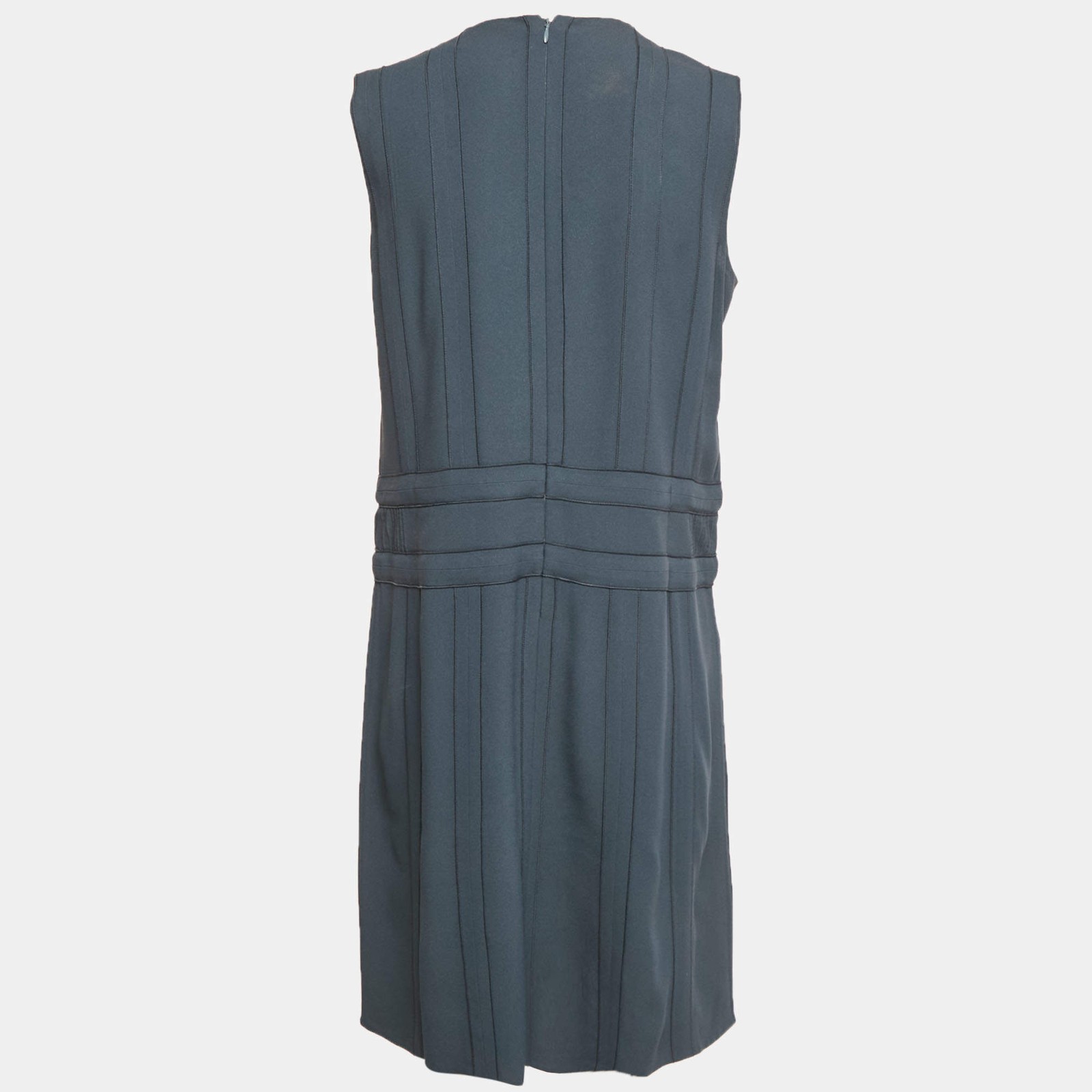 Prada Grey Crepe Ruffle Detail Short Dress M thumbnail 2