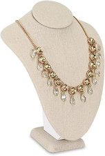 Small Linen Covered Wood Jewelry Display Necklace Chain Jewelry Bust Display Hol
