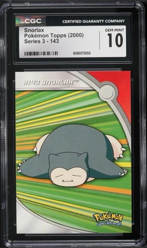 2000 Topps Pokemon Series 3 Snorlax #143 TV Animation Edition CGC 10 GEM MINT