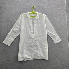CP Shades Blouse M White Linen Made In USA Long Sleeve Tunic Coastal Beachy
