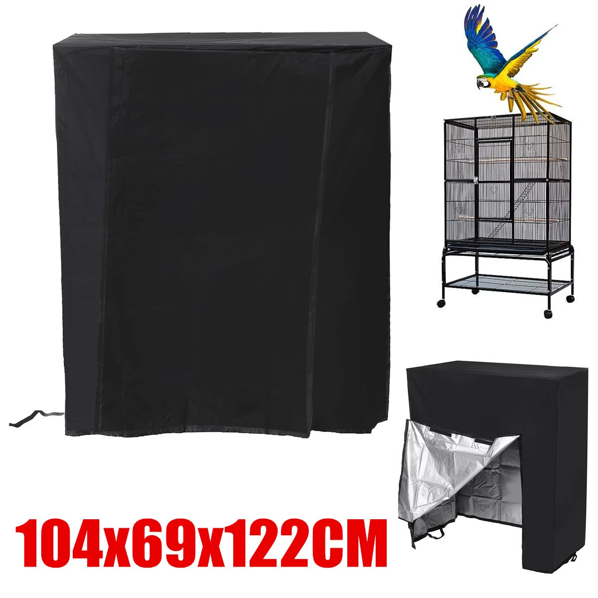 Waterproof Large Bird Cage Cover Parrot Cage Seed Catcher Washable Dustproof