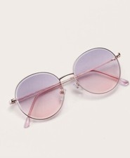 CUTE metal Round Frame Sunglasses w/case PINK NEW