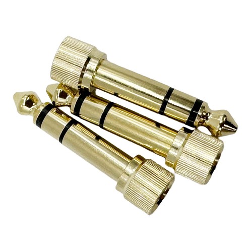 6.35mm 1/4" Stereo Male to 3.5mm 1/8" Female Jack Audio Adapter W/ Screw On Gold - Picture 3 of 12