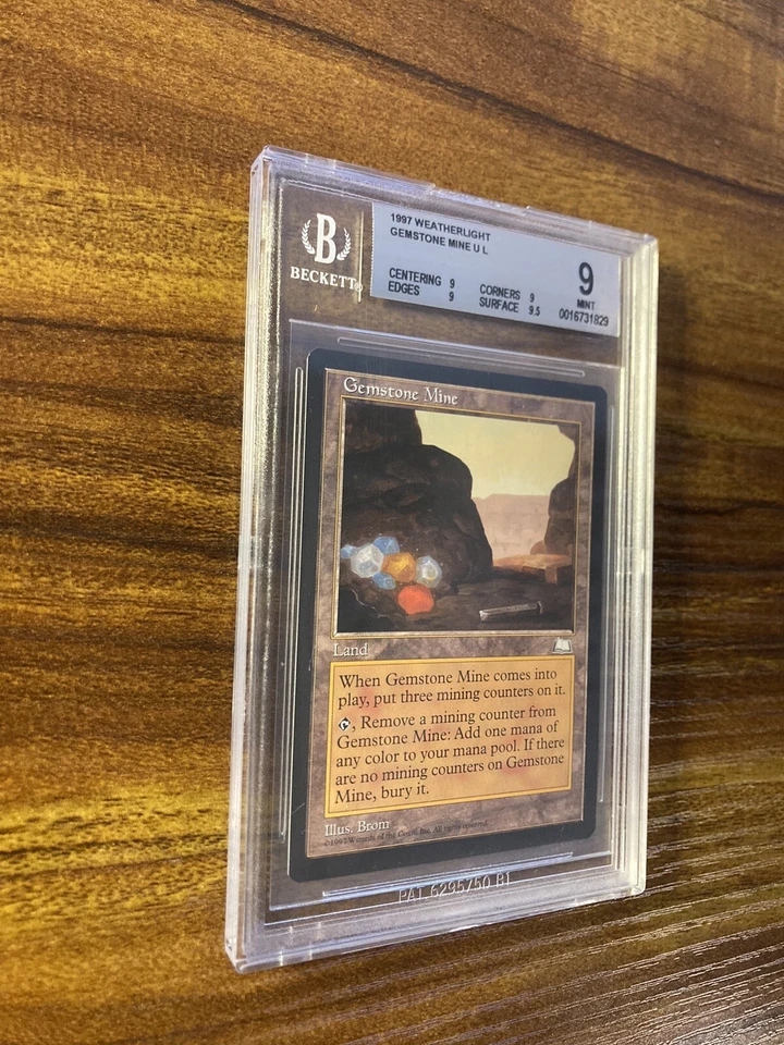 MTG✨GEMSTONE MINE ✨Weatherlight BGS Quad 9’s+ MINT Uncommon LAND 1997 BROM Art - Image 3 of 4