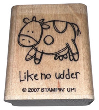 Stamping Up Like No Udder Moo Cow Words Writing Wooden Rubber Stamp
