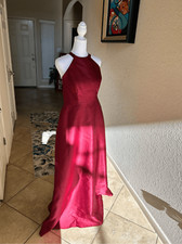 Alfred Sung Womens Size 10 Floor Length Gown Burgundy Halter Criss Cross Back