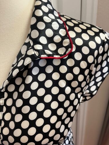 Speechless Juniors Short Sleeve Dress Shiny White & black Polka Dot Size 11 - Picture 4 of 6