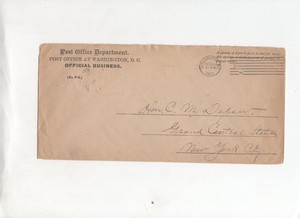 有關以下物品的詳細資料 Dc Post Office 1901 Official Business To Sen Chauncey Depewgrand Central Sta - 