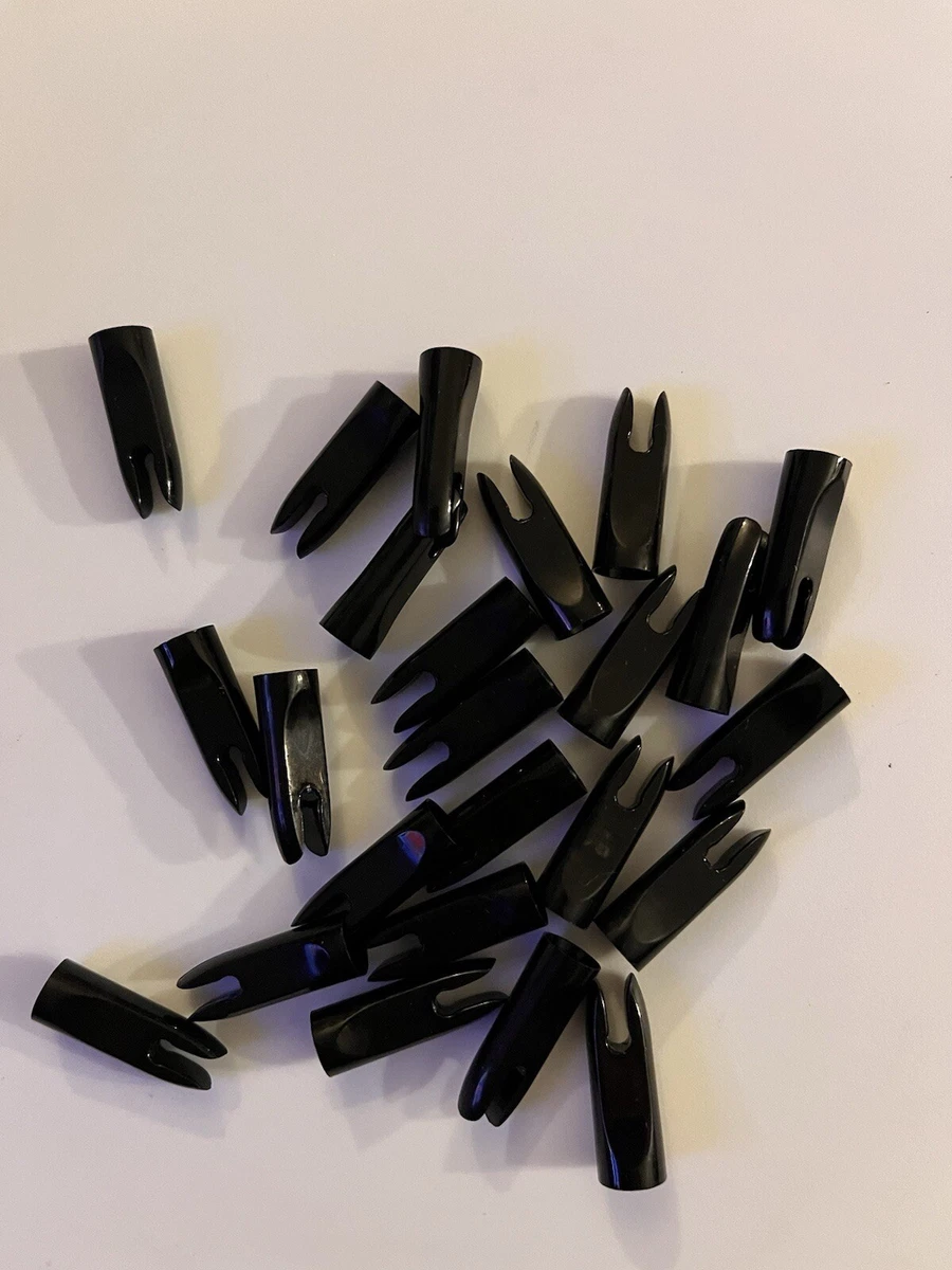 2 DZ VINTAGE BLACK 9/32” ORIGINAL AAE PLASTINOCK GLUE ON SNAP NOCK ARROW NOCKS