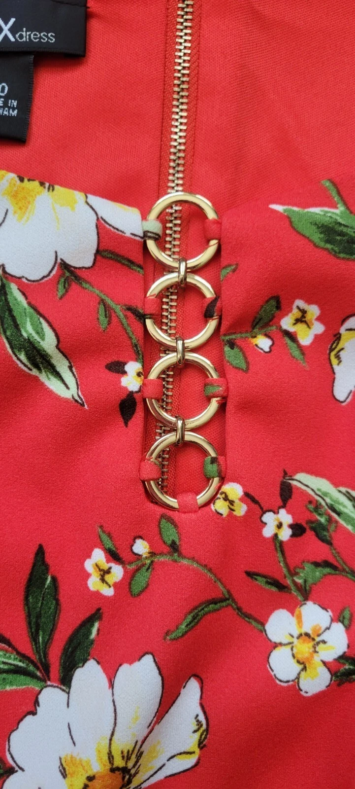 Abito donna Alyx rosso floreale elasticizzato zip posteriore taglia 10 nuovo con etichetta