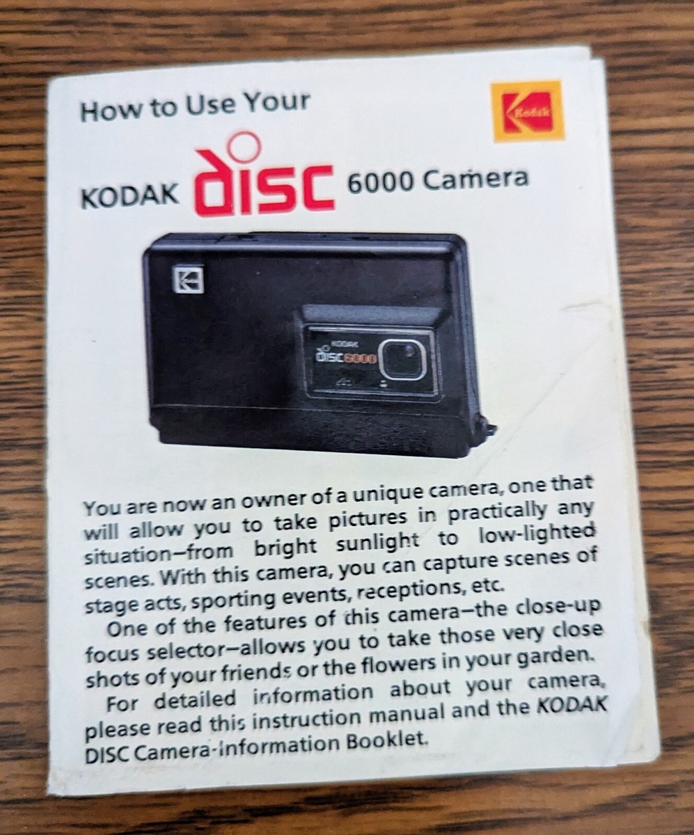 KODAK Disc 6000 A Camera Vintage Film Camera - Untested | eBay