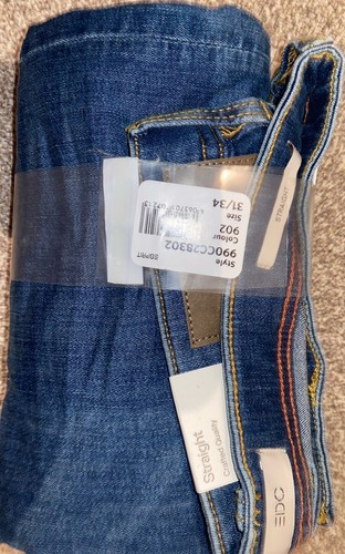 Pantalones de mezclilla elásticos de pierna recta azul medio Esprit Premium nuevos con etiquetas talla W31/L34 - Imagen 9 de 12