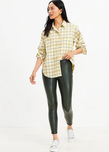 LOFT Faux Leather Leggings in Green Size M nwt - Picture 3 of 3
