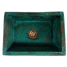 Green Patina Aged Kitchen Copper Undermount P...