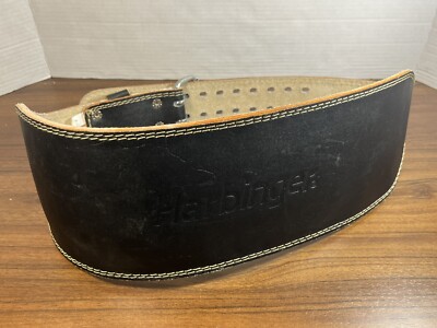 Harbinger 6'' Padded Leather Weight Lifting Belt Sz XL Black w/Brown Suede Liner