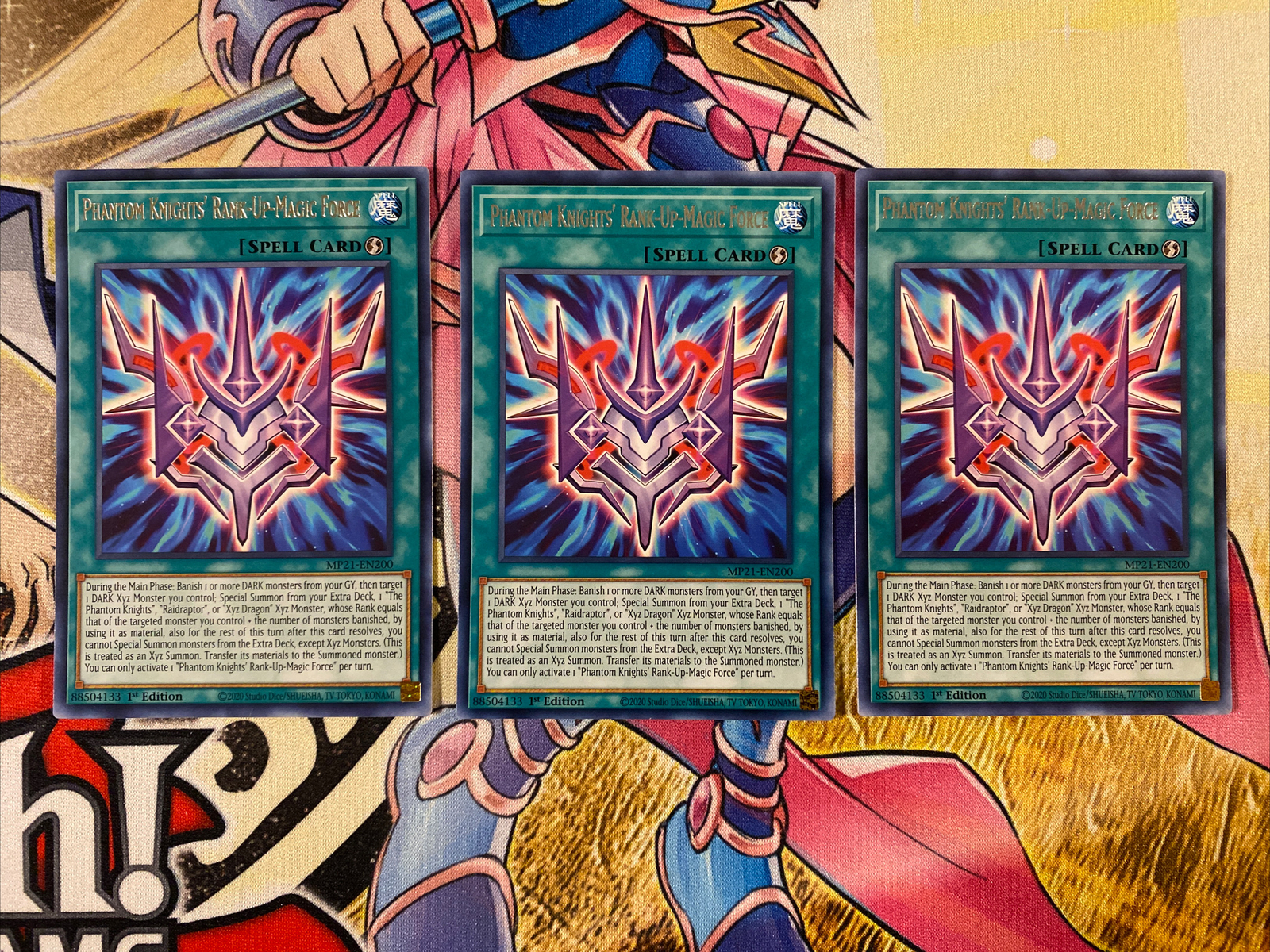 Yugioh! 3x Phantom Knights' Rank-Up-Magic Force MP21-EN200 Rare Playset