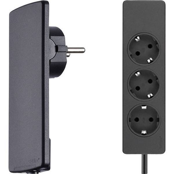 Evoline 151000156100 multipresa senza interruttore 3 scomparti nero schuko
