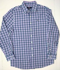 Vineyard Vines Blue Plaid Check Button-Up Long Sleeve Shirt Top Boys Youth L 16