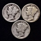 1920 P D S (3 PIECE LOT) Mercury Silver Dime AG / ABOUT GOOD FREE SHIPPING