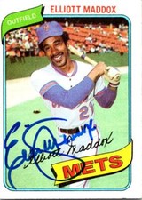 Elliott Maddox autographed baseball card (New York Mets) 1980 Topps #707
