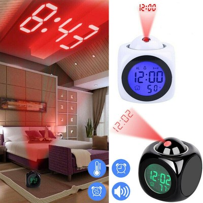 Alarm Clock Led Wall Ceiling Projection Lcd Digital Voice Talking