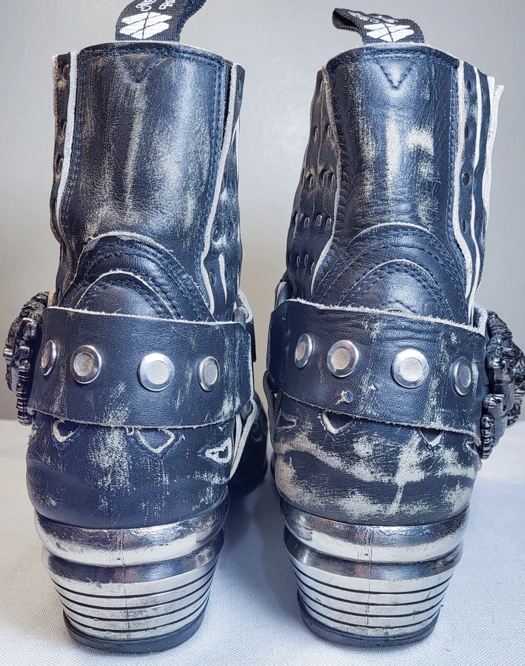 New Rock Western Goth Strap Skull Studded Boots Men's Size 41 - Image 4 of 4