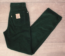 VTG Women's 70s Dark Green Levi's High Waist Corduroy Pants Sz 30.5" 1970s