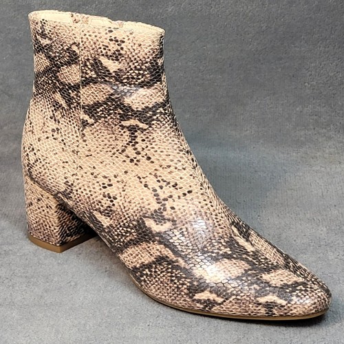 M&S Block Heel SNAKE Print ANKLE BOOTS ~ Size 6 ~ Natural Mix - Picture 6 of 7