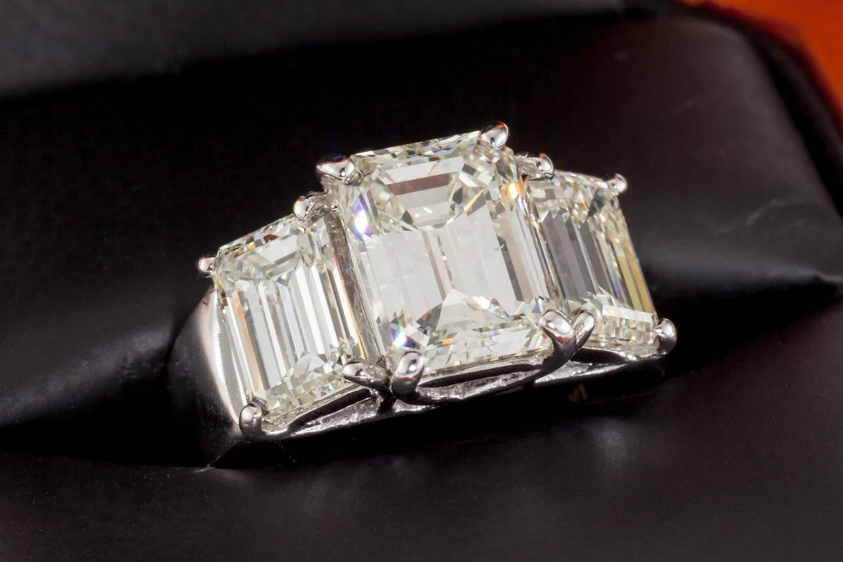 Ebay emerald cut diamond ring sale