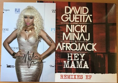 DAVID GUETTA, NICKI MINAJ, AFRO JACK, HEY MAMA, 12'' EP REMIX + HANDSIGNIERTES FOTO, COA.B