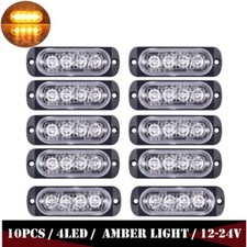 10x Amber 4 Led 12v Car Truck Emergency Beacon Warning Hazard Flash Strobe Light