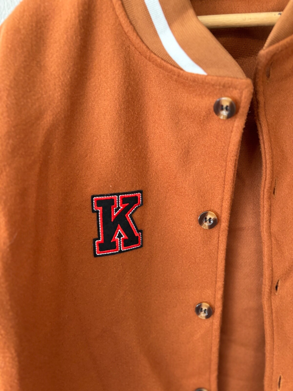 Rust Orange Varsity Jacket K Patch Vintage Retro … - image 7