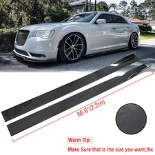 Carbon Fiber Side Skirts Extension Rocker Lip 86.6" / 2.2M For Chrysler 300 SRT