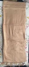 PASHMINA WOMENS SCARF SHAWL WRAP TAN FRINGE 100% PASHMINA 27 X 74