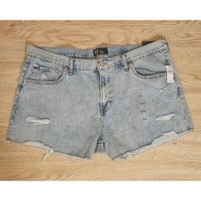 Gap Denim Light Wash Raw Hem Bootie Shorts Distressed Plus Size 20 Mid-rise