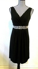Soft Silky Sexy Little Black Embellished Cocktail Dress by R M Richards Size 6P